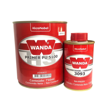 Primer Pu 5100 Hs Branco e Endurecedor 3093 900ml Wanda 5:1 + 20-40%