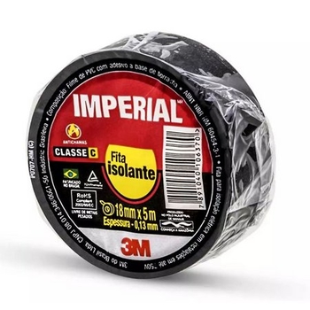 Fita Isolante Preta 18mm X 5m Imperial Slim 3m