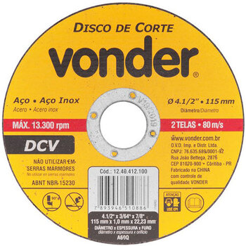 Disco Corte 115,0x1,0x22,23 Dcv Vonder